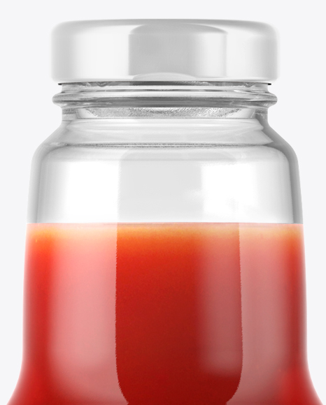 Clear Glass Bottle with Tomato Juice Mockup