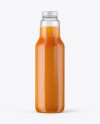 Clear Glass Bottle with Carrot Juice Mockup