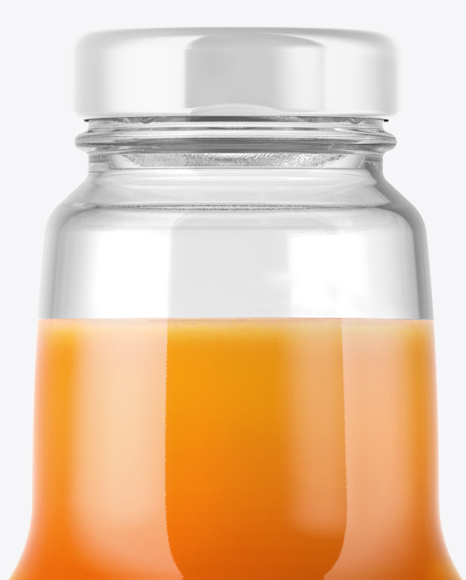 Clear Glass Bottle with Carrot Juice Mockup