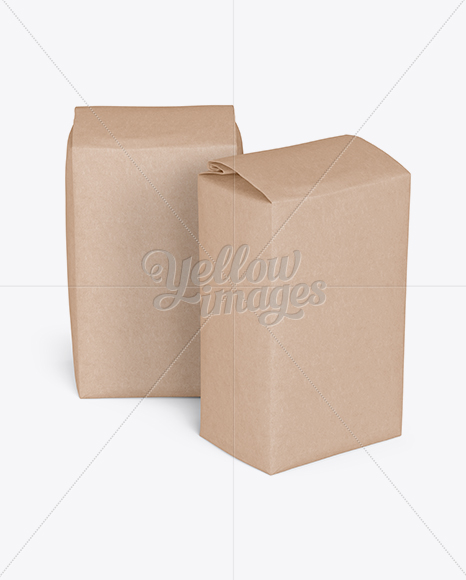 Two Kraft Paper Flour Bags Mockup