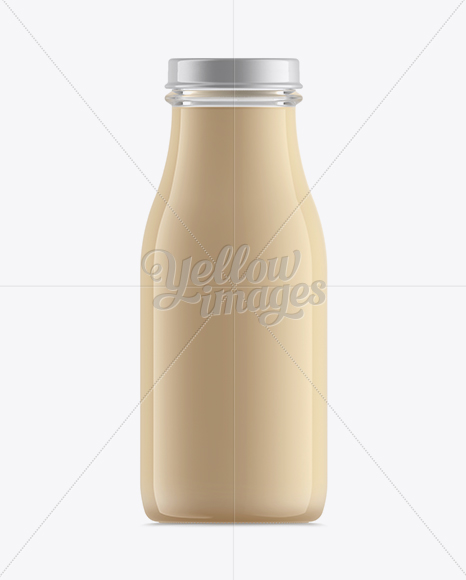 Glass Bottle W/ Mocha Chilled Coffee Drink Mockup