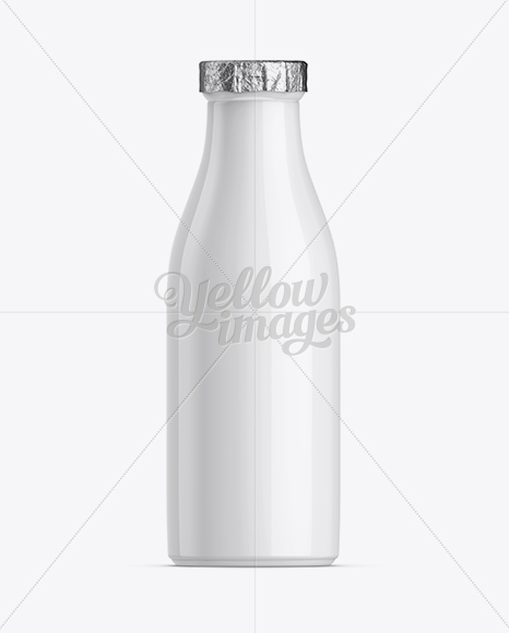 Glossy Milk Bottle W/ Foil Lid Mockup