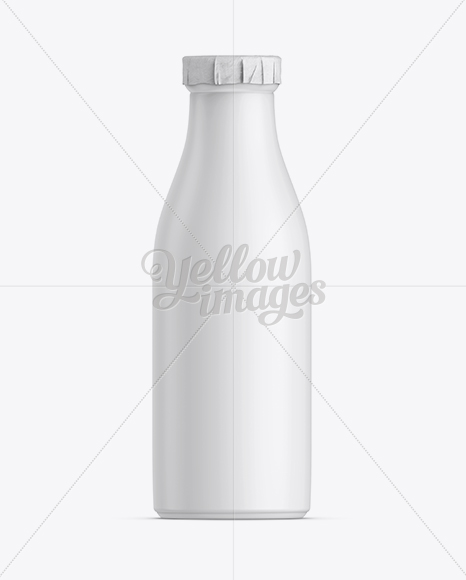 Matte Milk Bottle W/ Paper Lid Mockup