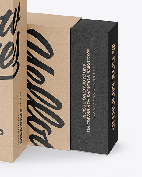 Two Kraft Boxes Mockup - Half Side View (High-Angle Shot)