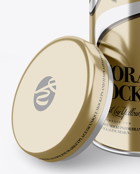 Opened Metallic Storage Jar Mockup - Front View (High-Angle Shot)