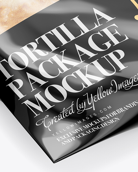 Bag W/ Tortillas Mockup - Half Side View (High-Angle Shot) - Free