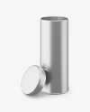 Opened Matte Metallic Storage Jar Mockup - Front View (High-Angle Shot) Opened Matte Metallic Storage Jar Mockup - Front View (High-Angle Shot)