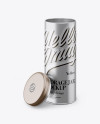 Opened Matte Metallic Storage Jar Mockup - Front View (High-Angle Shot) Opened Matte Metallic Storage Jar Mockup - Front View (High-Angle Shot)