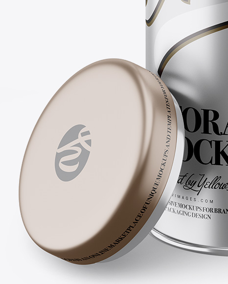 Opened Matte Metallic Storage Jar Mockup - Front View (High-Angle Shot) Opened Matte Metallic Storage Jar Mockup - Front View (High-Angle Shot)