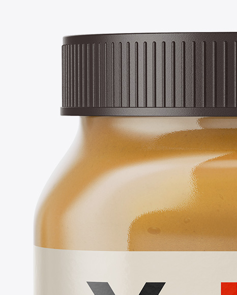 Glass Jar with Peanut Butter Mockup - Front View