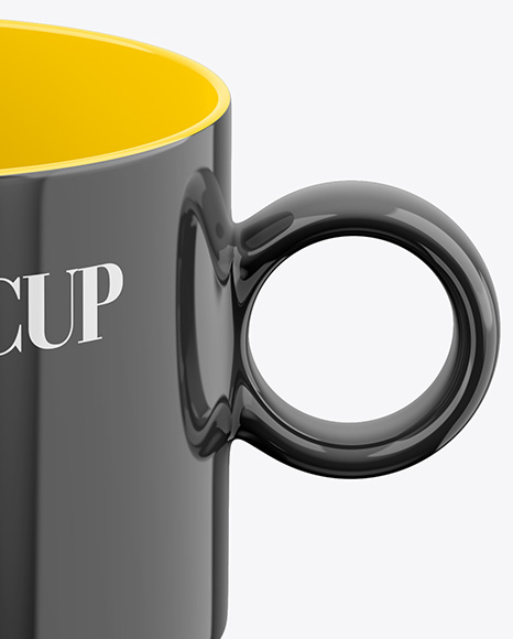 Glossy Coffee Cup Mockup - Front View (High Angle Shot)