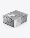 Metallic Gift Packaging Mockup - Half Side View (High Angle Shot)