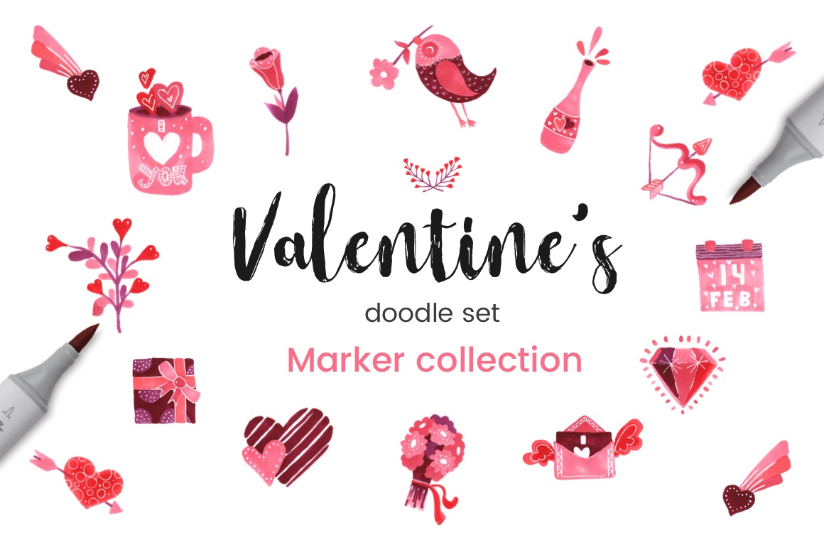 Valentine&#039;s Doodle Set