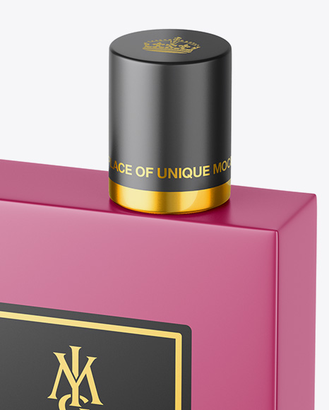 Matte Perfume Bottle Mockup - Half Side View (High-Angle Shot)