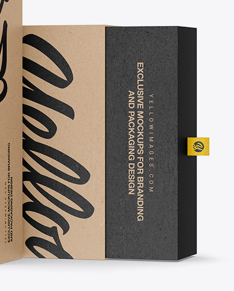 Two Kraft Boxes Mockup W/ Label - Half Side View