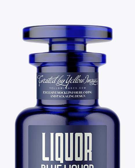 Blue Glass Bottle Mockup