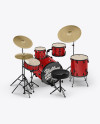 Drum Kit Mockup - Back Half Side View (High-Angle Shot)