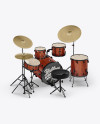 Drum Kit Mockup - Back Half Side View (High-Angle Shot)