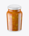 Clear Glass Jar with Apricot Jam Mockup - High-Angle Shot