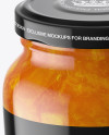 Clear Glass Jar with Apricot Jam Mockup - High-Angle Shot