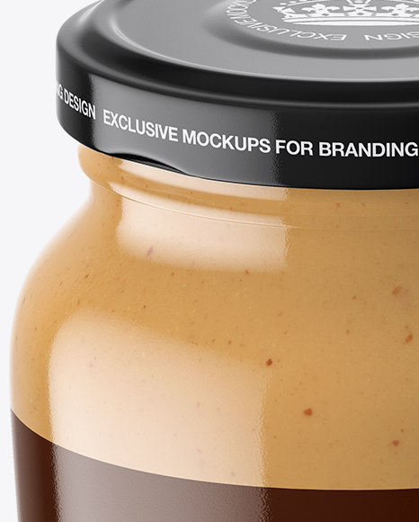 Clear Glass Jar with Peanut Butter Mockup - High-Angle Shot