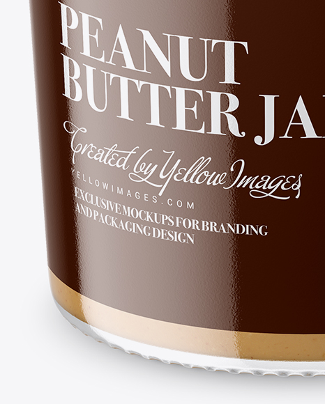 Clear Glass Jar with Peanut Butter Mockup - High-Angle Shot