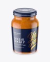 Clear Glass Jar with Apricot Jam Mockup - High-Angle Shot Clear Glass Jar with Apricot Jam Mockup - High-Angle Shot