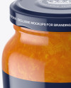 Clear Glass Jar with Apricot Jam Mockup - High-Angle Shot Clear Glass Jar with Apricot Jam Mockup - High-Angle Shot