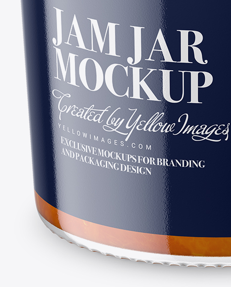 Clear Glass Jar with Apricot Jam Mockup - High-Angle Shot Clear Glass Jar with Apricot Jam Mockup - High-Angle Shot