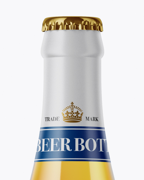 Clear Glass Lager Beer Bottle Mockup