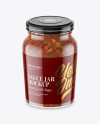 Clear Glass Jar with Bruschetta Sauce Mockup - High-Angle Shot