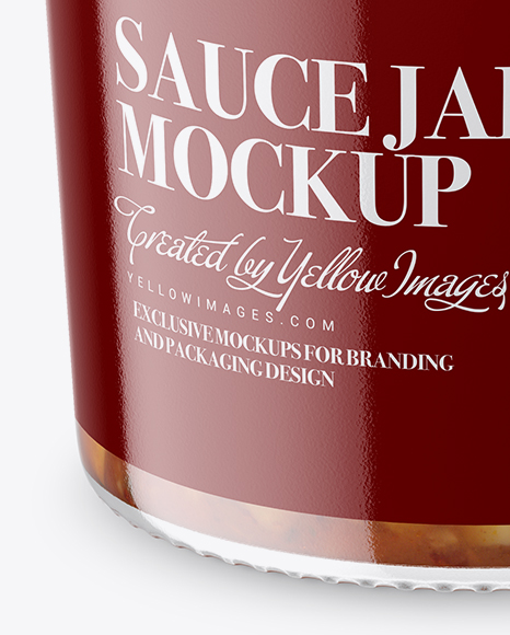 Clear Glass Jar with Bruschetta Sauce Mockup - High-Angle Shot