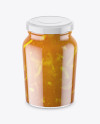 Clear Glass Jar with Orange Jam Mockup - High-Angle Shot