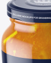 Clear Glass Jar with Orange Jam Mockup - High-Angle Shot