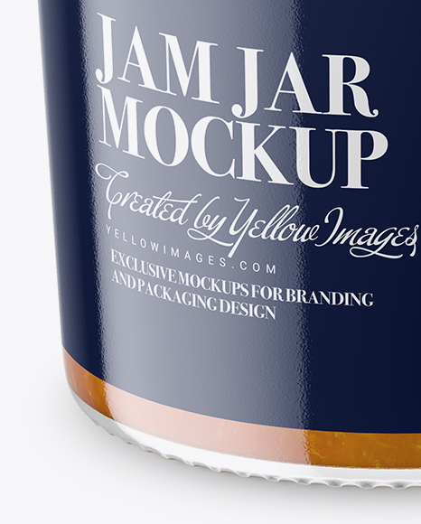 Clear Glass Jar with Orange Jam Mockup - High-Angle Shot