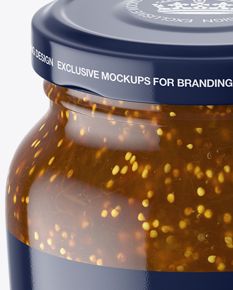 Clear Glass Jar with Fig Jam Mockup - High-Angle Shot Clear Glass Jar with Fig Jam Mockup - High-Angle Shot