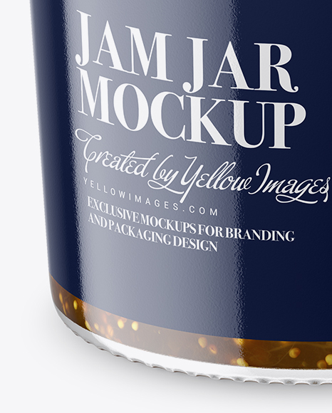 Clear Glass Jar with Fig Jam Mockup - High-Angle Shot Clear Glass Jar with Fig Jam Mockup - High-Angle Shot