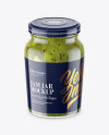 Clear Glass Jar with Kiwi Jam Mockup - High-Angle Shot