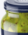 Clear Glass Jar with Kiwi Jam Mockup - High-Angle Shot