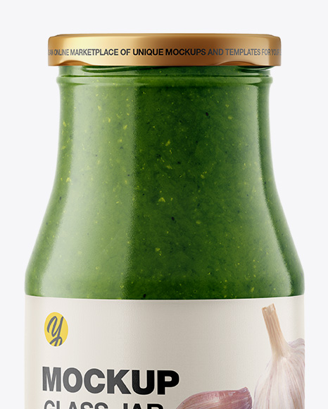 Glass Jar with Pesto Sauce Mockup