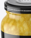 Clear Glass Jar with Pear Jam Mockup - High-Angle Shot