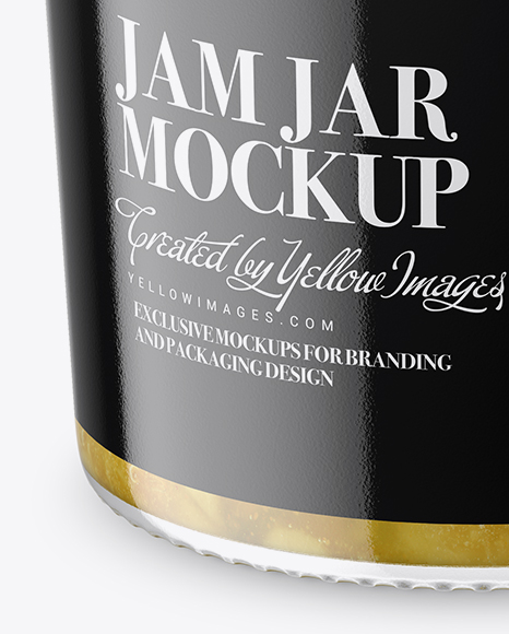 Clear Glass Jar with Pear Jam Mockup - High-Angle Shot Clear Glass Jar with Pear Jam Mockup - High-Angle Shot