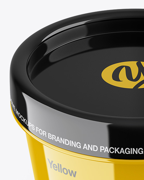 Glossy Container Mockup - Front View (High-Angle Shot)