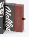 Two Glossy Boxes W/ Label Mockup - Half Side View (High-Angle Shot)