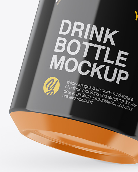 Slanted Glossy Drink Bottle Mockup