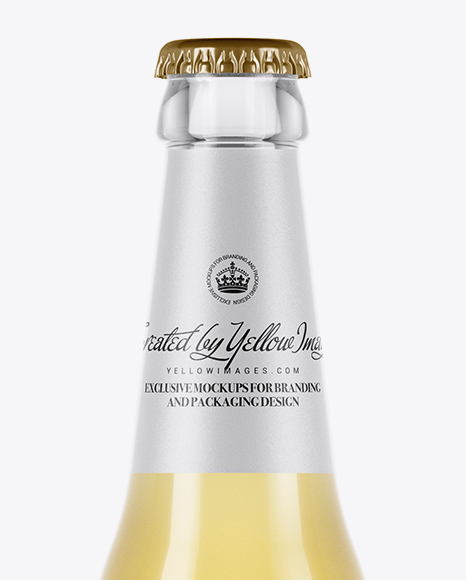 Clear Glass Bottle With Cider Beer Mockup