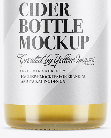 Clear Glass Bottle With Cider Beer Mockup