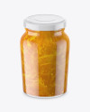 Clear Glass Jar with Orange Jam Mockup - High-Angle Shot