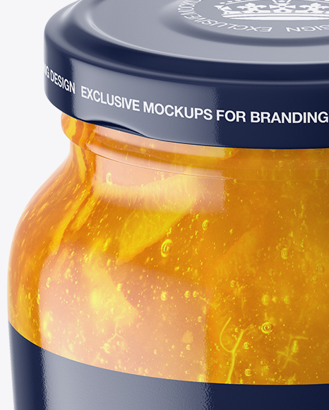 Clear Glass Jar with Orange Jam Mockup - High-Angle Shot