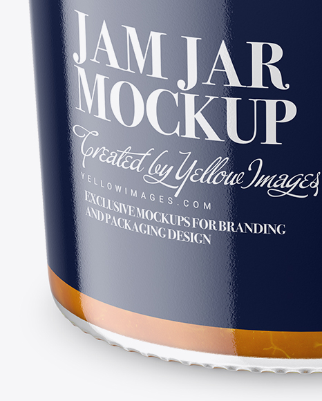 Clear Glass Jar with Orange Jam Mockup - High-Angle Shot